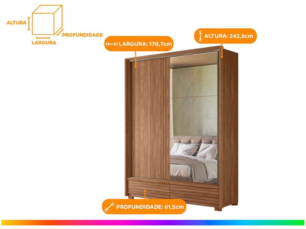 Guarda-roupa Solteiro com Espelho 4 Gavetas 2 Portas Santos Andirá Democrata - 4