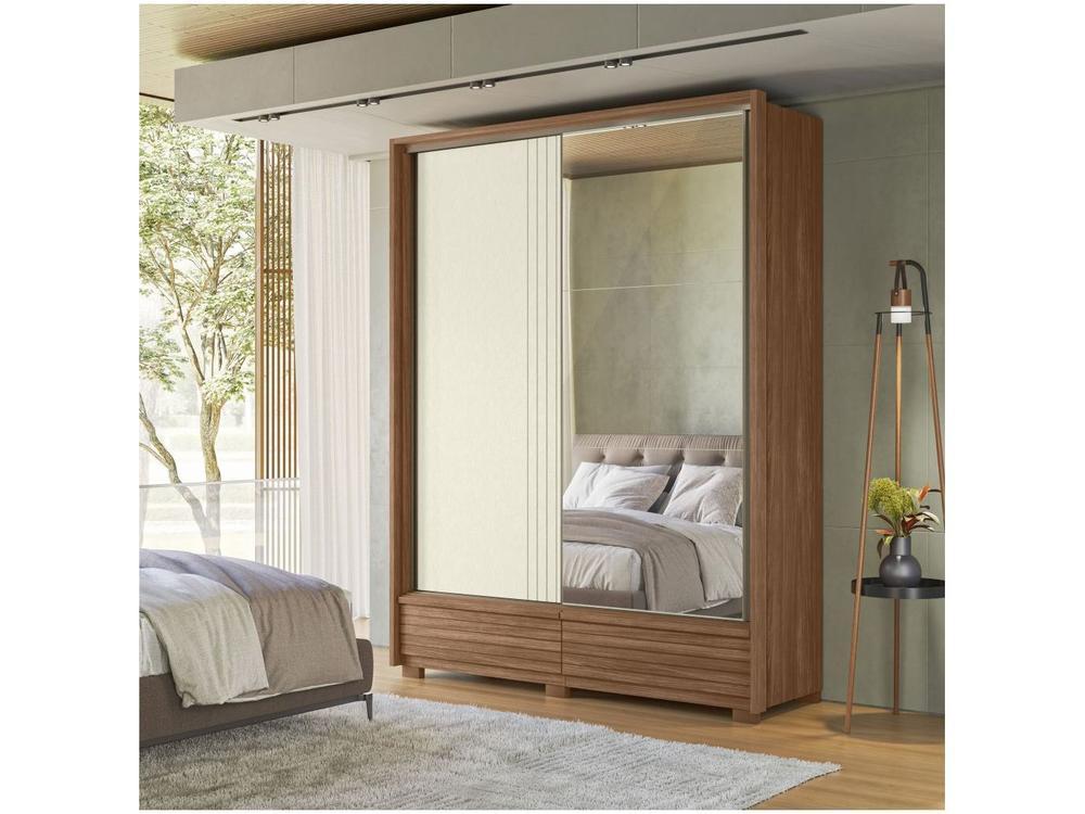 Guarda-roupa Solteiro com Espelho 4 Gavetas 2 Portas Santos Andirá Democrata - 6