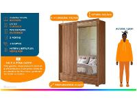 Guarda-roupa Solteiro com Espelho 4 Gavetas 2 Portas Santos Andirá Democrata - 3