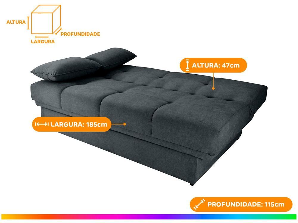 Sofá-cama Lugares Retrátil com Baú Reclinável Veludo Sany - 4