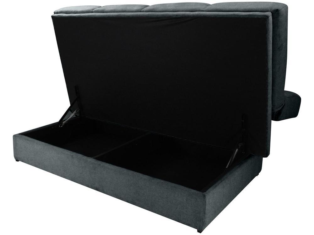 Sofá-cama Lugares Retrátil com Baú Reclinável Veludo Sany - 5