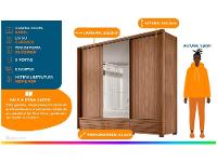 Guarda-roupa Casal com Espelho 5 Gavetas 3 Portas de Correr Santos Andirá Democrata - 3