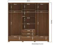 Guarda-roupa Casal com Espelho 5 Gavetas 3 Portas de Correr Santos Andirá Democrata - 5
