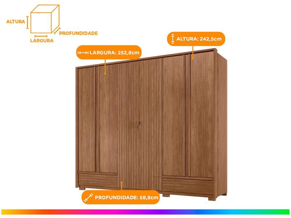 Guarda-roupa Casal 5 Gavetas 6 Portas Santos Andirá Democrata - 3