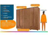 Guarda-roupa Casal 5 Gavetas 6 Portas Santos Andirá Democrata - 2