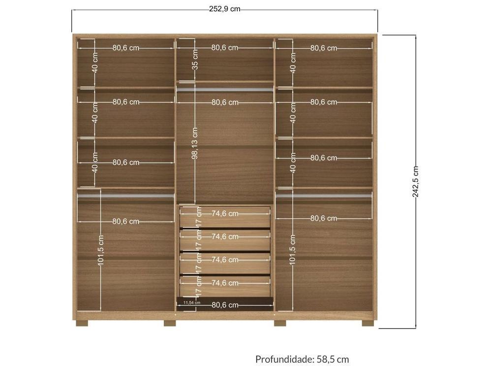 Guarda-roupa Casal 4 Gavetas 6 Portas Santos Andirá Gênova - 4