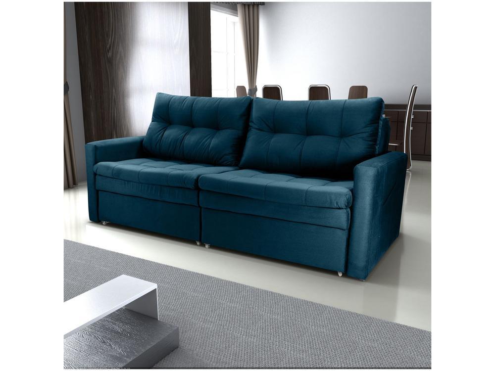 Sofá-cama Lugares Retrátil Bipartido Reclinável Veludo Matrix Nayla - 1
