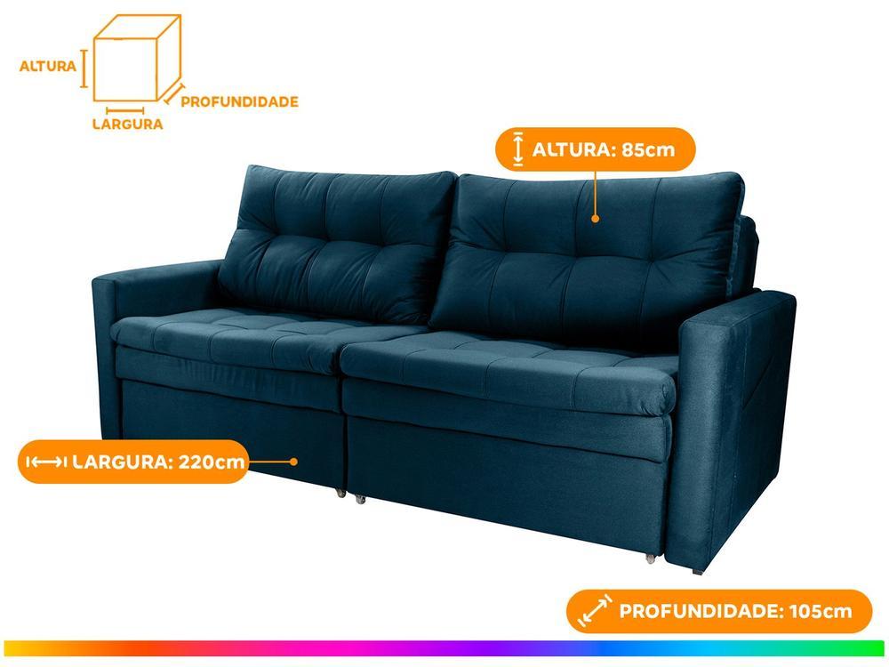 Sofá-cama Lugares Retrátil Bipartido Reclinável Veludo Matrix Nayla - 3
