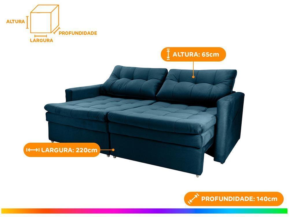 Sofá-cama Lugares Retrátil Bipartido Reclinável Veludo Matrix Nayla - 4