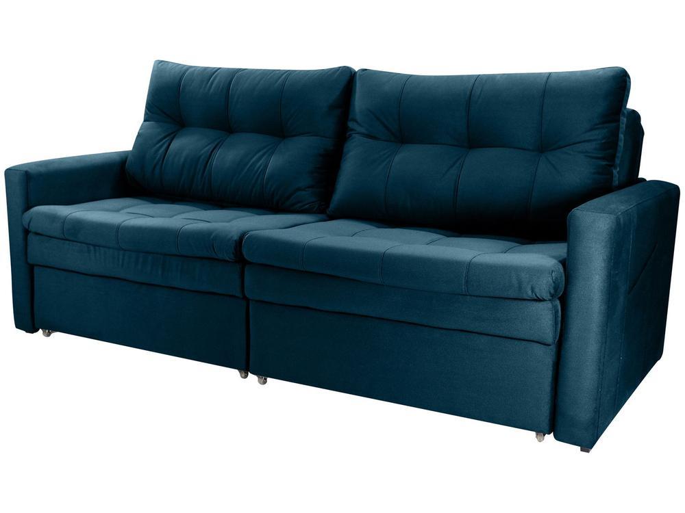 Sofá-cama Lugares Retrátil Bipartido Reclinável Veludo Matrix Nayla - 6