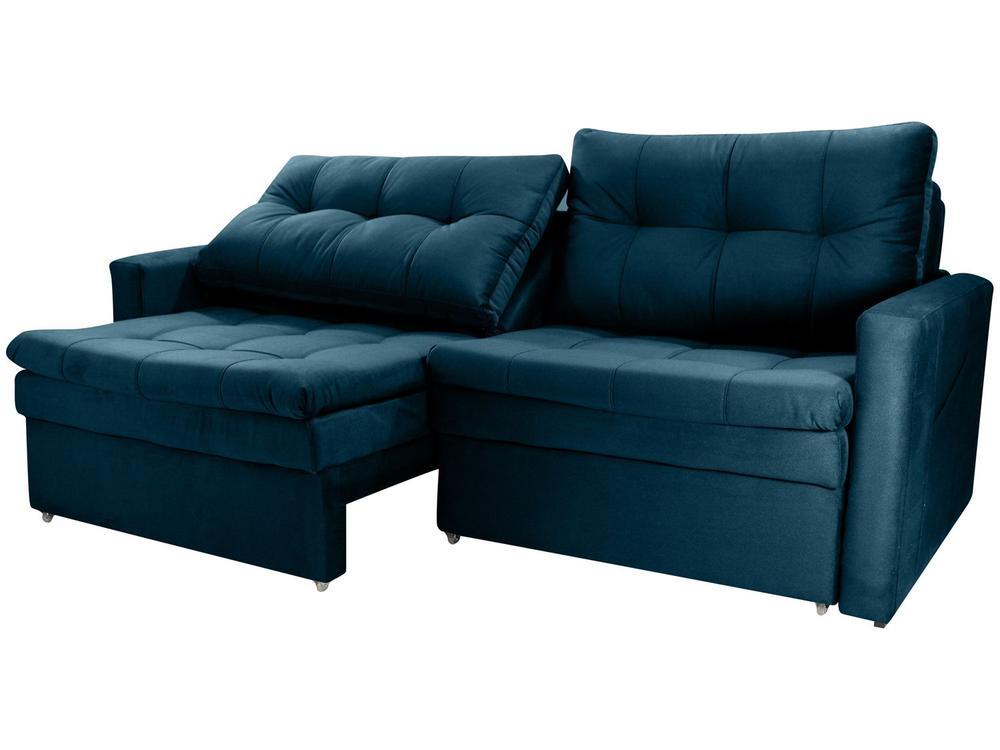 Sofá-cama Lugares Retrátil Bipartido Reclinável Veludo Matrix Nayla - 7