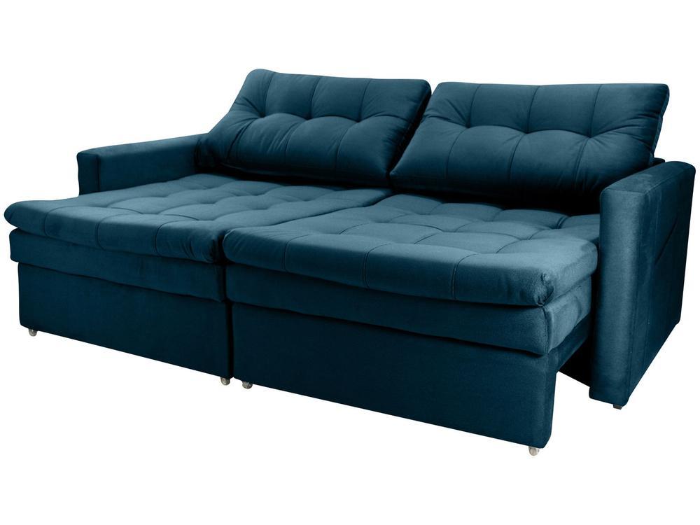 Sofá-cama Lugares Retrátil Bipartido Reclinável Veludo Matrix Nayla - 8