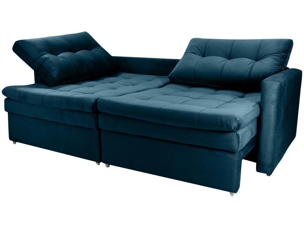 Sofá-cama Lugares Retrátil Bipartido Reclinável Veludo Matrix Nayla - 9