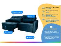 Sofá-cama Lugares Retrátil Bipartido Reclinável Veludo Matrix Nayla - 2