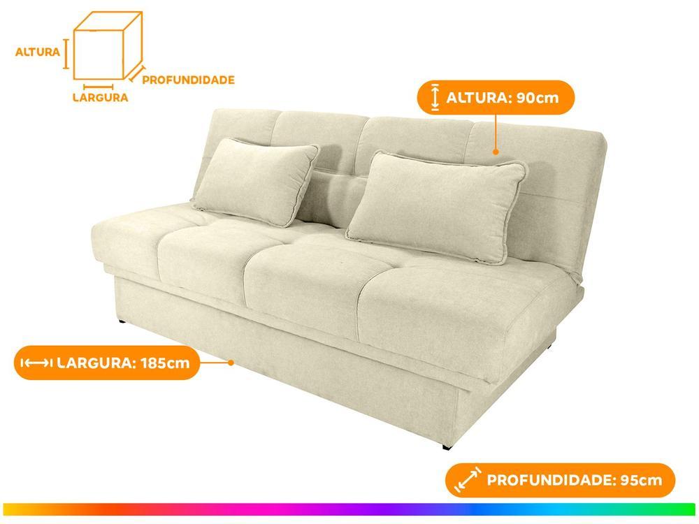 Sofá-cama Lugares Retrátil com Baú Reclinável Veludo Sany - 3