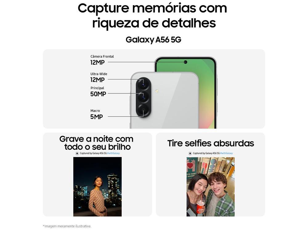 Smartphone Samsung Galaxy A56 128GB 5G 8GB RAM Rosa 6,7" Câm. Tripla + Selfie 12MP - 3