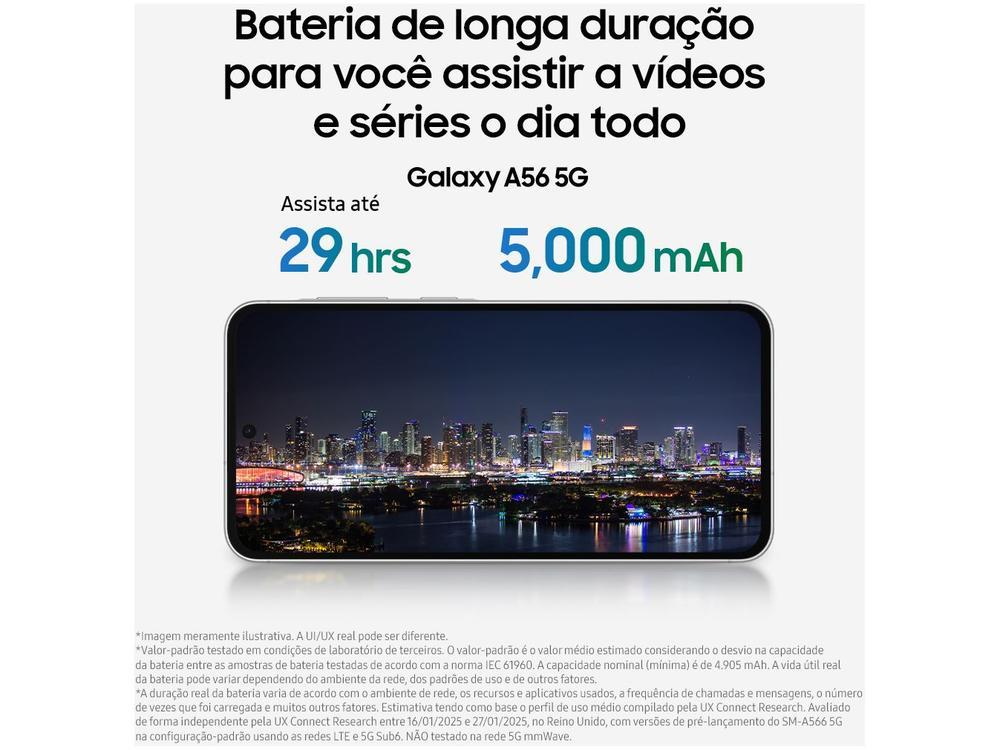 Smartphone Samsung Galaxy A56 128GB 5G 8GB RAM Rosa 6,7" Câm. Tripla + Selfie 12MP - 8