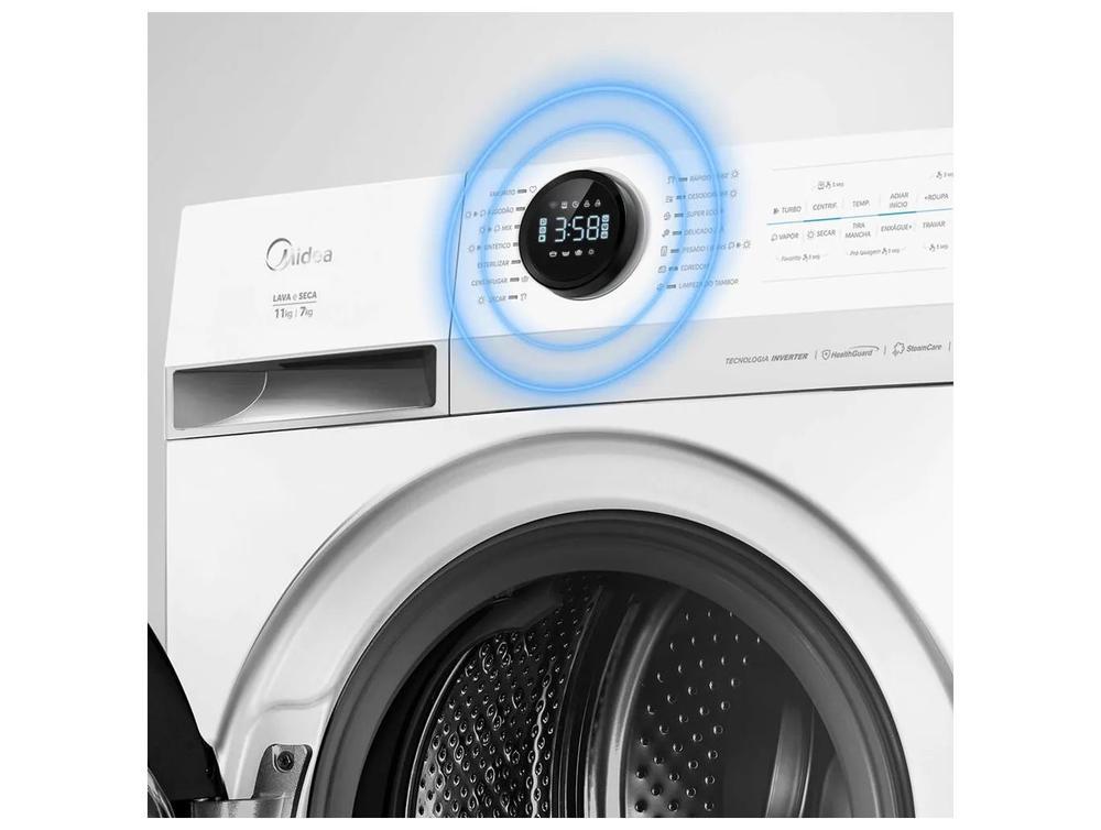 Lava e Seca Midea Slim 11kg HealthGuard Smart Inverter Água Fria e Quente Branca MF201D110WB/WK-02 - 7