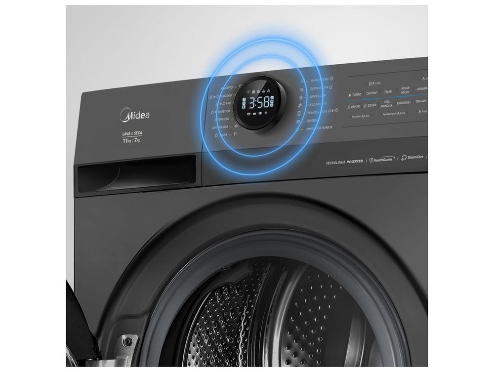 Lava e Seca Midea Slim 11kg HealthGuard Smart Inverter Água Fria e Quente Titanium MF201D110WBGK01 - 7
