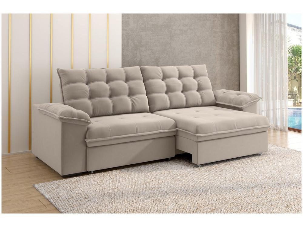 Sofá 4 Lugares Retrátil Reclinável Veludo Vancouver Besthouse - 1