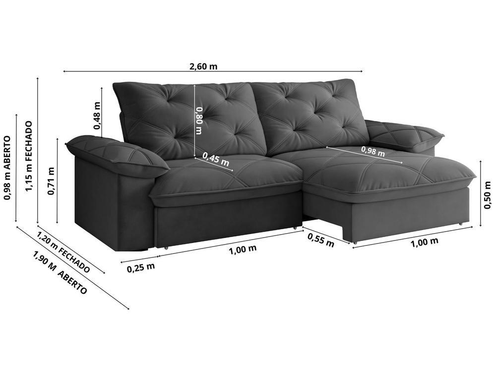Sofá 4 Lugares Retrátil Reclinável Slim Amsterdã Besthouse - 3