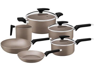 Jogo de Panelas Tramontina Antiaderente de Alumínio Amêndoa Milazzo