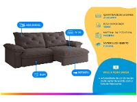 Sofá 4 Lugares Retrátil Reclinável Slim Amsterda Besthouse - 2