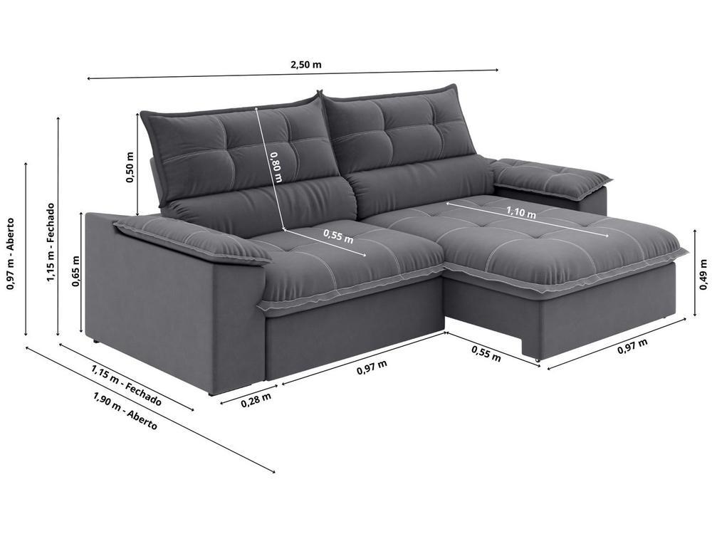 Sofá 4 Lugares Retrátil Reclinável Slim Venetto Besthouse - 3