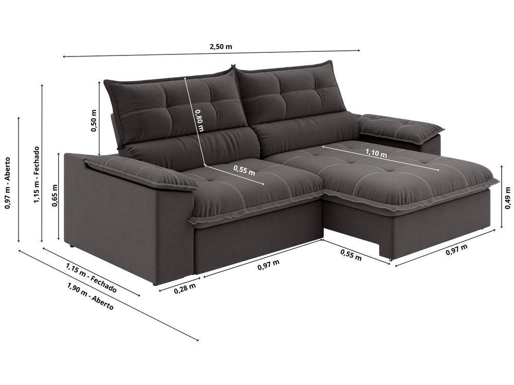 Sofá 4 Lugares Retrátil Reclinável Slim Venetto Besthouse - 3