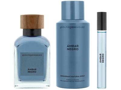 Kit Perfume Masculino Adolfo Dominguez Âmbar Negro Eau de Parfum 150ml + 10ml com Desodorante Spray