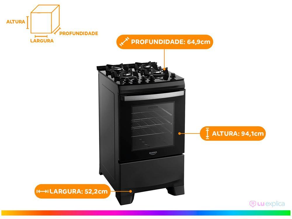 Fogão 4 Bocas Dako Preto Supreme Glass - 9