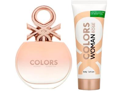 Kit Perfume Feminino Benetton Colors Woman Rose Eau de Toilette 80ml com Body Lotion 75ml