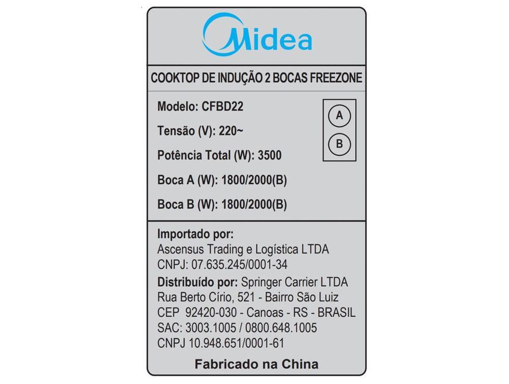 Cooktop 2 Bocas Elétrico Midea Touch Digital Preto Acendimento Automático CFBD22 - 8