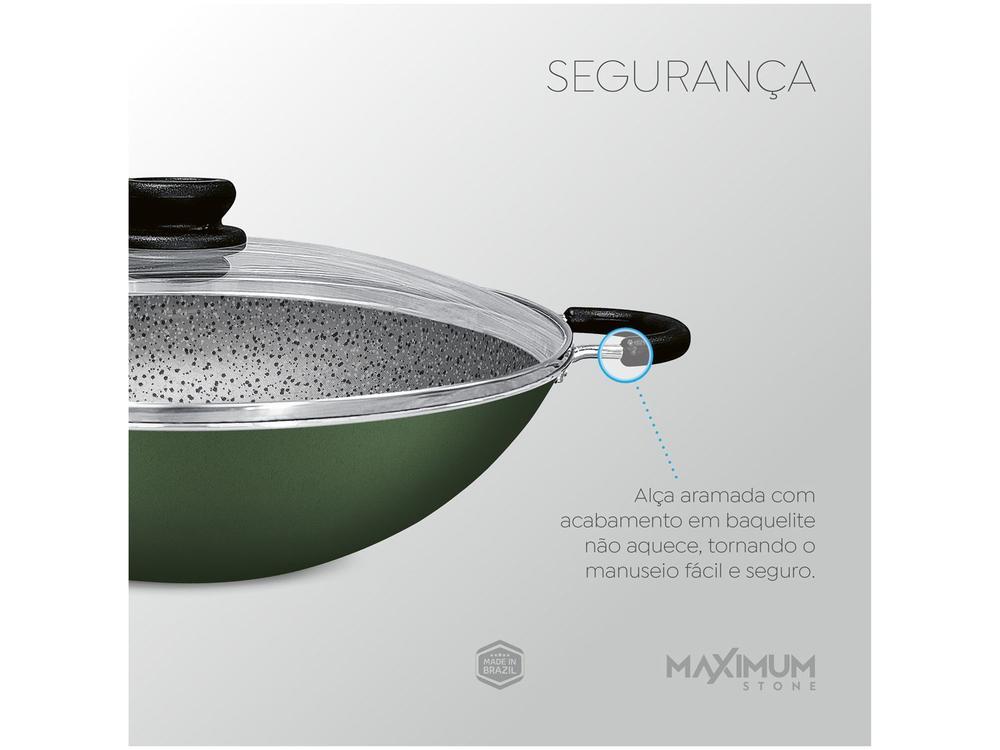Panela Wok Antiaderente Panelux de Alumínio Maximum Stone Verde 32cm - 2