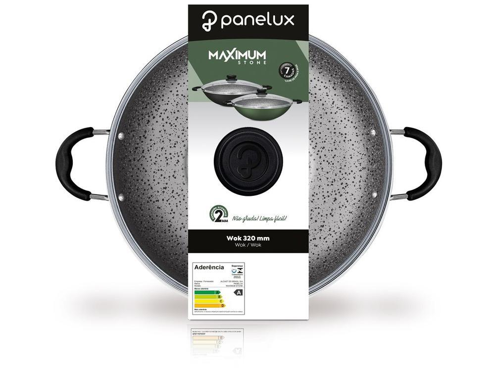 Panela Wok Antiaderente Panelux de Alumínio Maximum Stone Verde 32cm - 6
