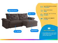 Sofá 3 Lugares Retrátil Reclinável Veludo Vancouver Besthouse - 2