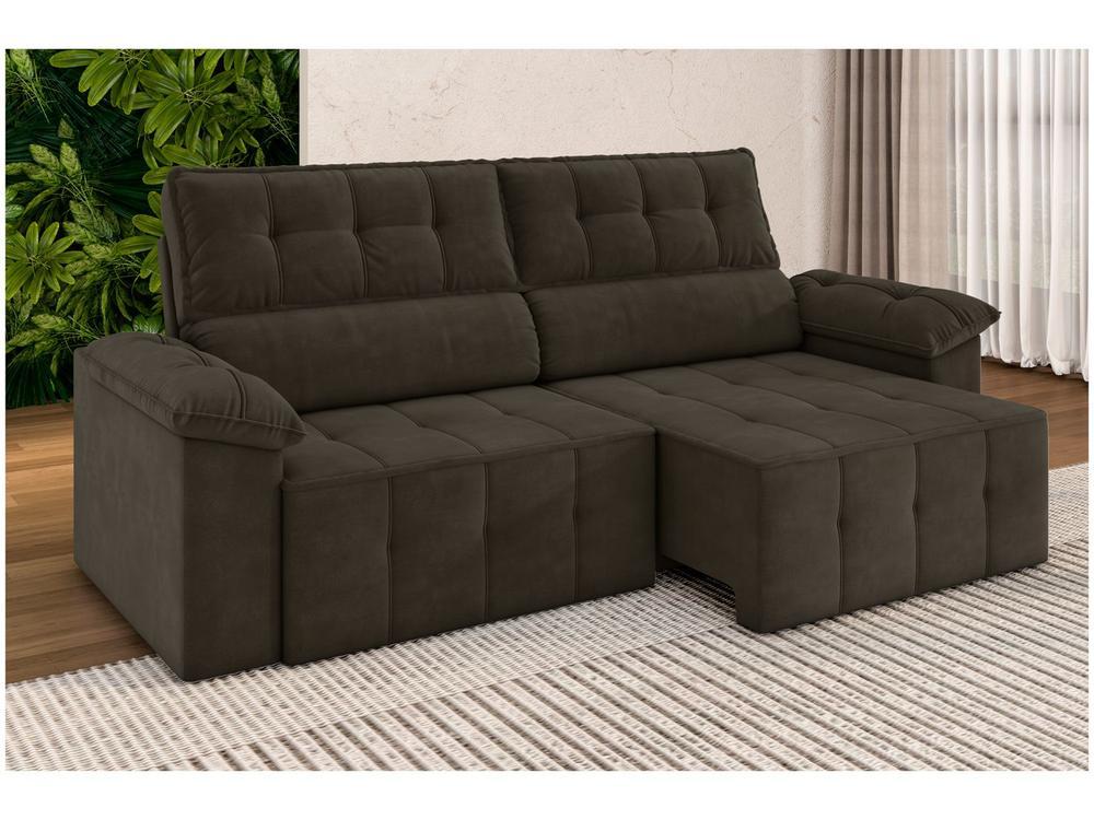 Sofá 3 Lugares Retrátil Reclinável Veludo Santorini Besthouse - 1