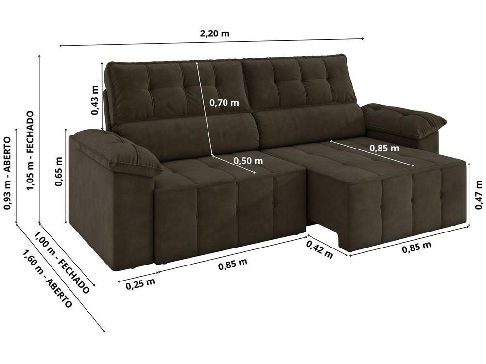 Sofá 3 Lugares Retrátil Reclinável Veludo Santorini Besthouse - 3