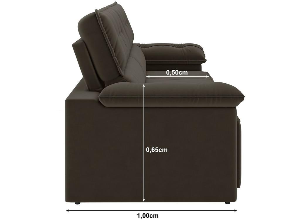 Sofá 3 Lugares Retrátil Reclinável Veludo Santorini Besthouse - 5