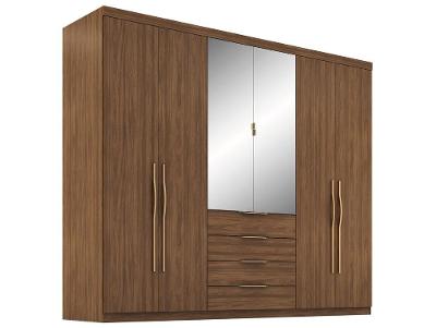 Guarda-roupa Casal com Espelho 4 Gavetas 6 Portas Demobile Giardino