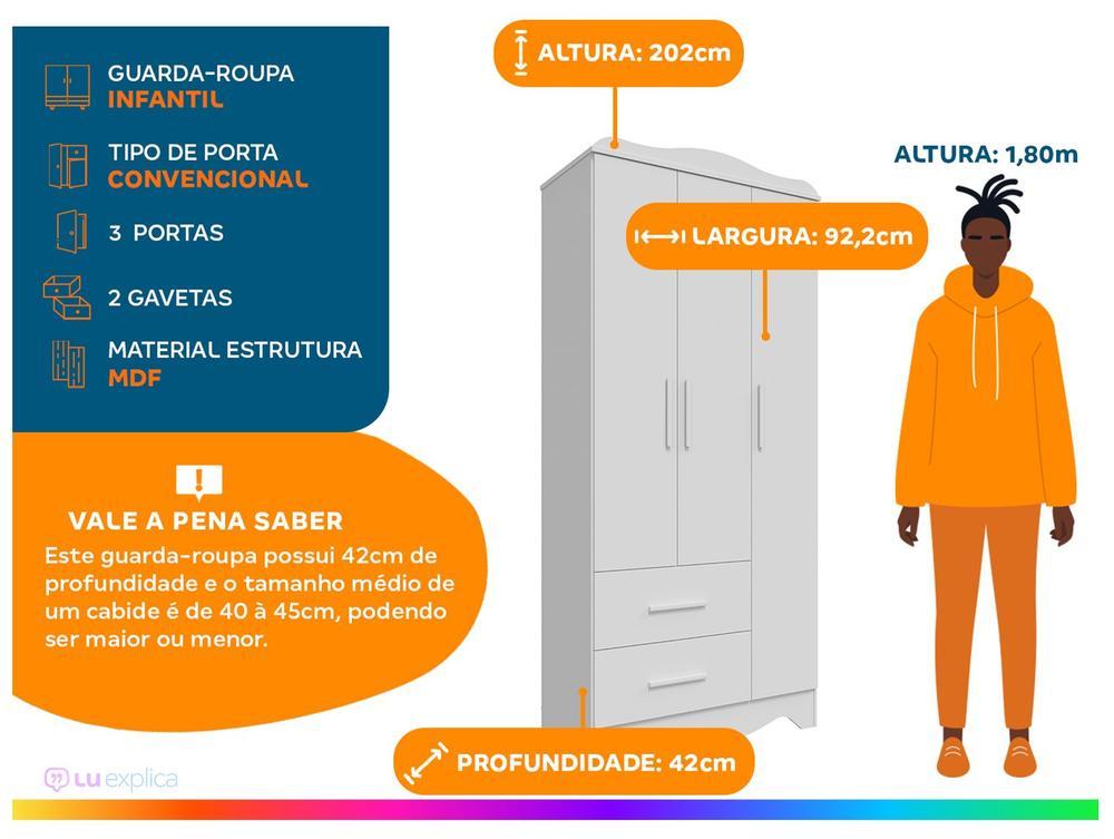 Guarda-roupa 2 Gavetas 3 Portas Moveis Peroba Harmonia - 2