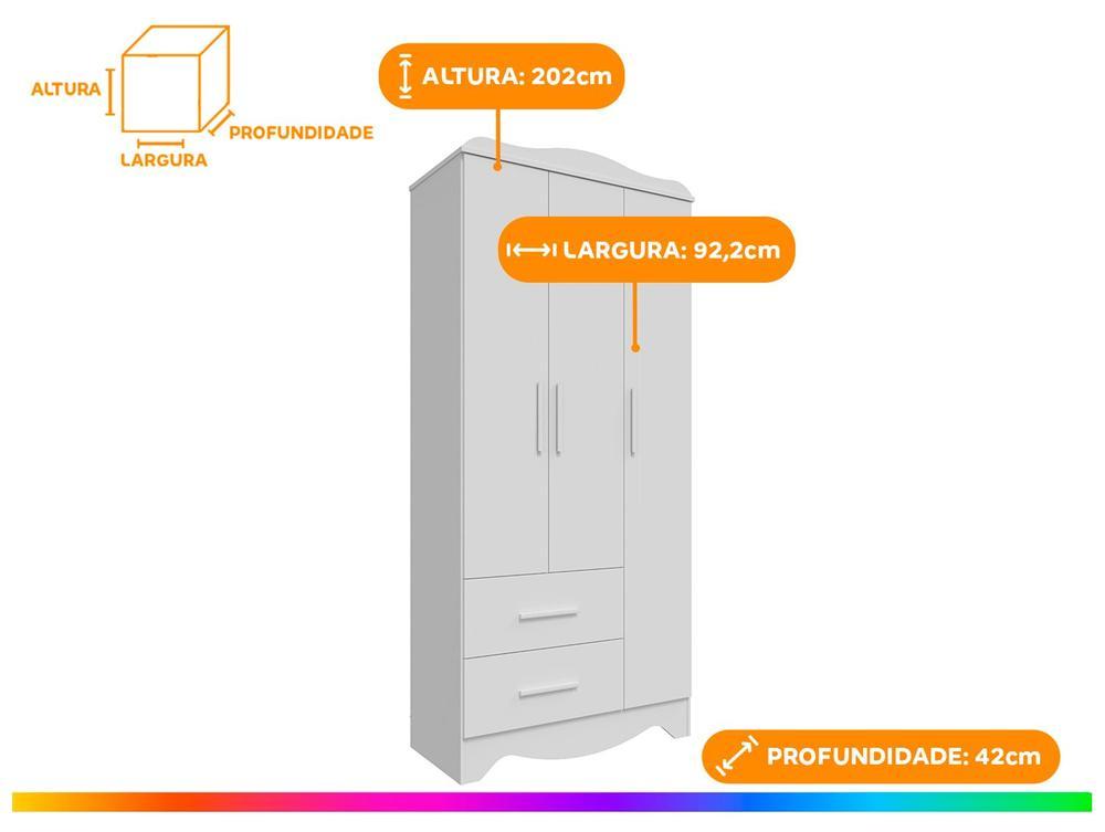 Guarda-roupa 2 Gavetas 3 Portas Moveis Peroba Harmonia - 3