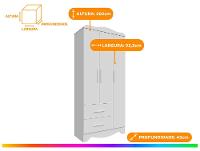 Guarda-roupa 2 Gavetas 3 Portas Moveis Peroba Harmonia - 3