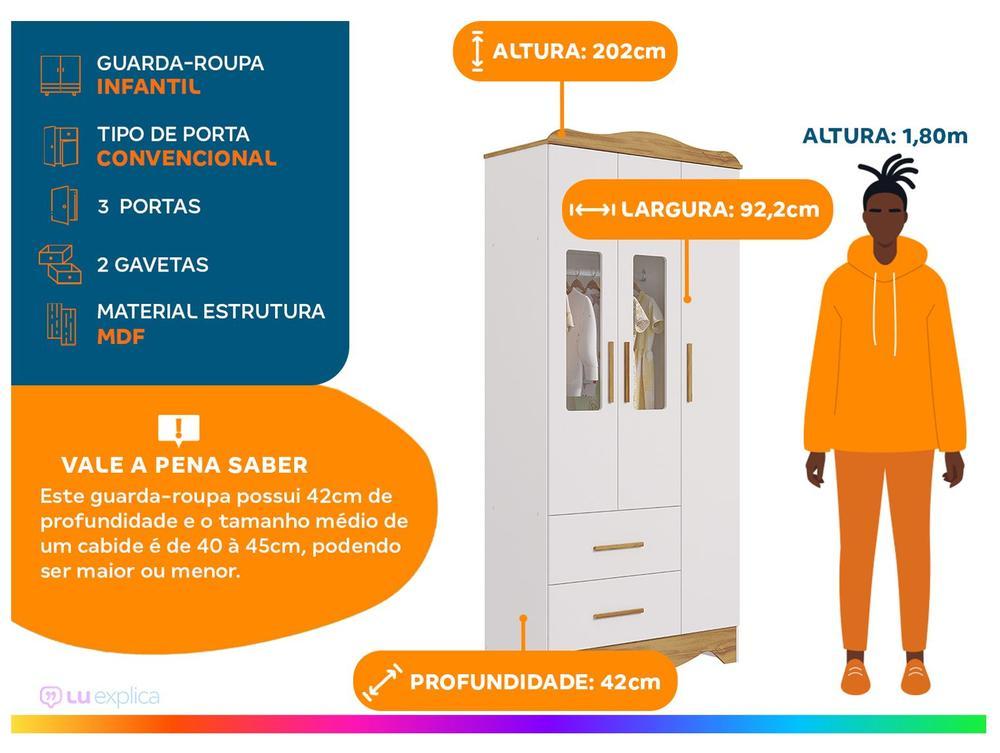 Guarda-roupa 2 Gavetas 3 Portas Moveis Peroba Harmonia - 2