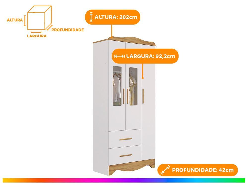 Guarda-roupa 2 Gavetas 3 Portas Moveis Peroba Harmonia - 3