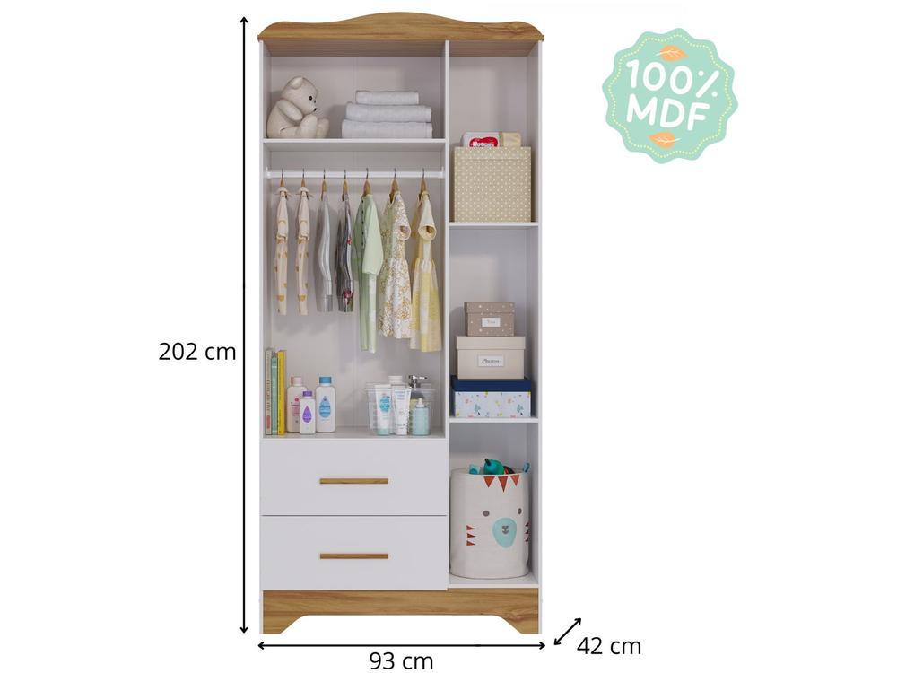 Guarda-roupa 2 Gavetas 3 Portas Moveis Peroba Harmonia - 5
