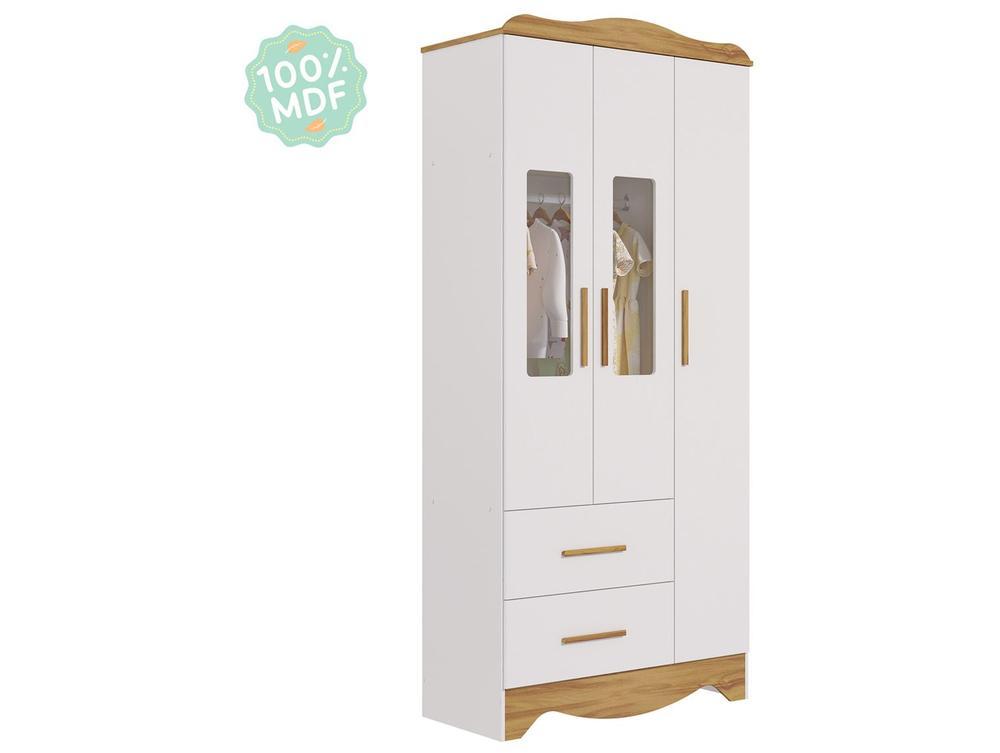 Guarda-roupa 2 Gavetas 3 Portas Moveis Peroba Harmonia - 7