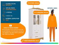 Guarda-roupa 2 Gavetas 3 Portas Moveis Peroba Harmonia - 2