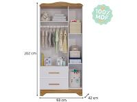 Guarda-roupa 2 Gavetas 3 Portas Moveis Peroba Harmonia - 5