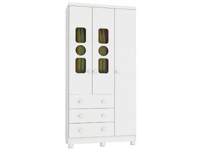 Guarda-roupa de Bebê 3 Gavetas 3 Portas Moveis Peroba Ninho